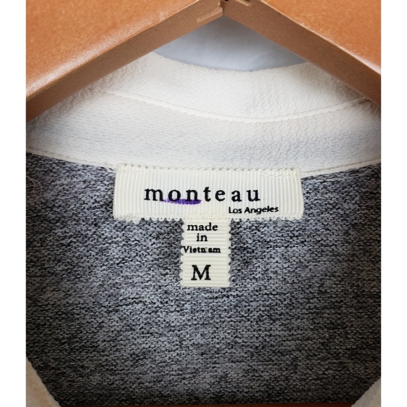 Monteau Chevron Mixed Layered Collared Sweater - Picture 3 of 4